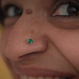 Green dot Nosepin Stud - Wire - Quirksmith