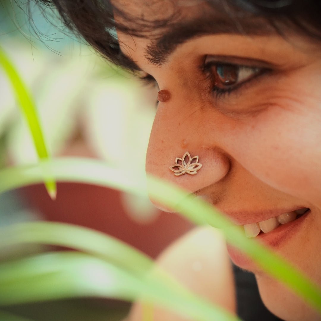 Flower Tattoo with Ear Piercing Style
