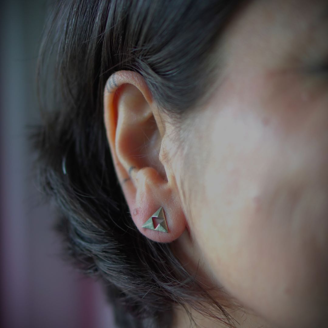 Buy Premium silver Earrings collection - Pyramid Studs by