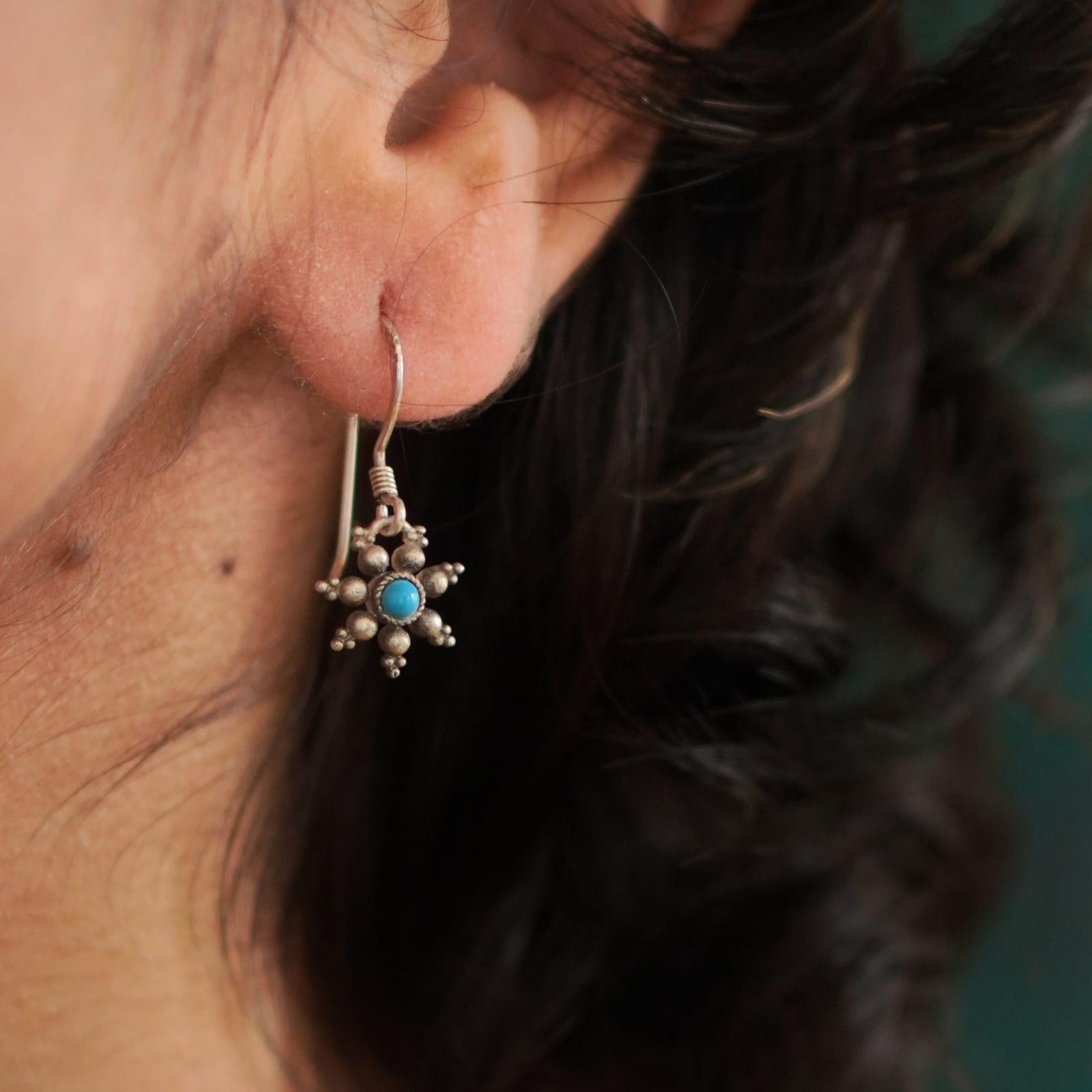 Saanjh Turquoise Dangle Earrings - Quirksmith
