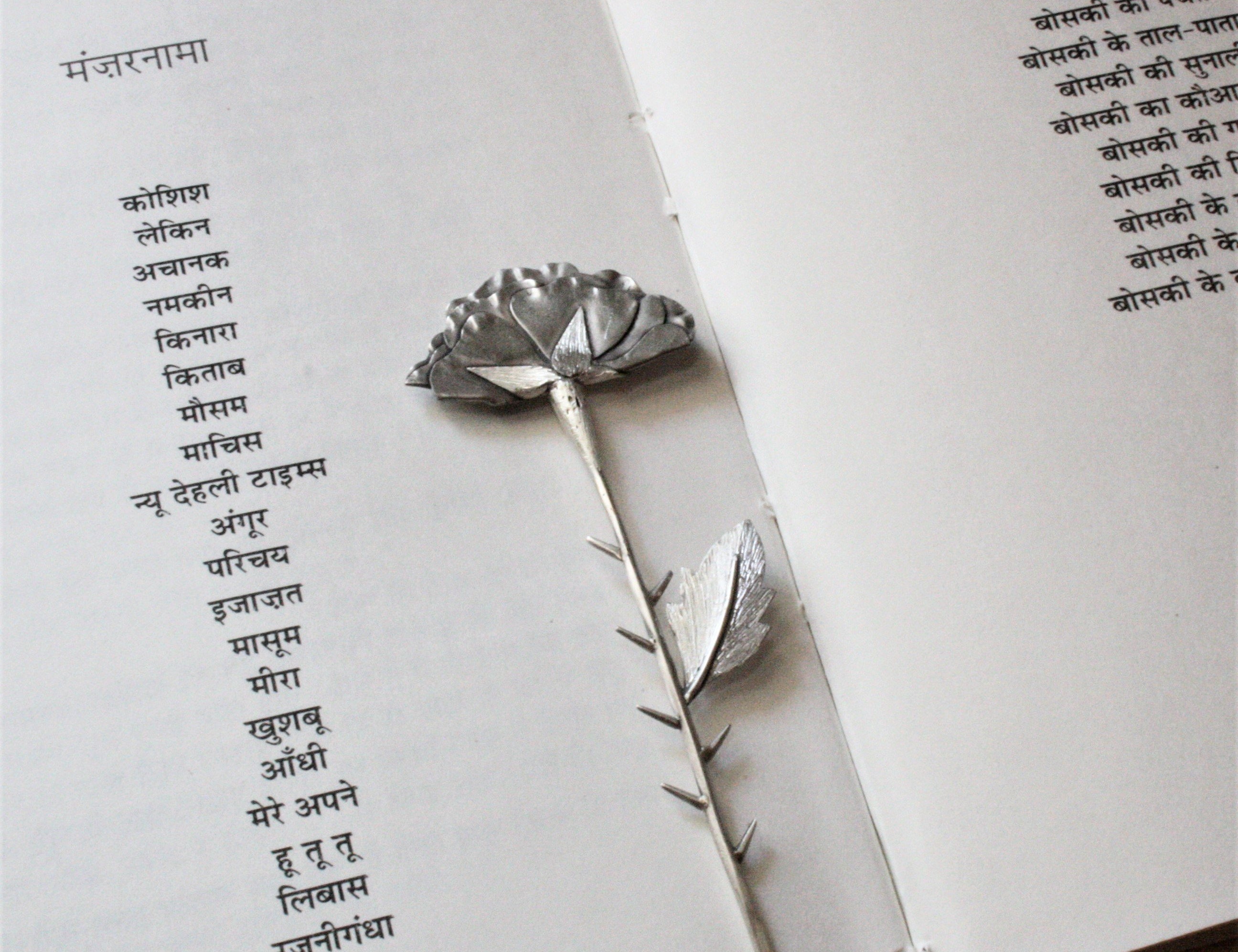 Buy online Silver Sookhe Phool Bookmark by Quirksmith