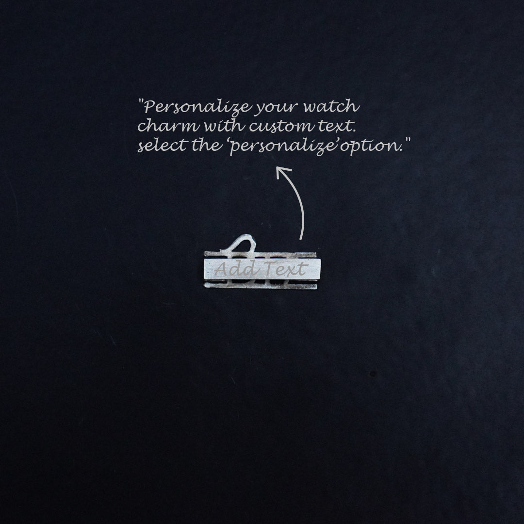 Quirksmith's Raahi Watch Charm: An engraved silver gift idea, perfect for valentines day presents.