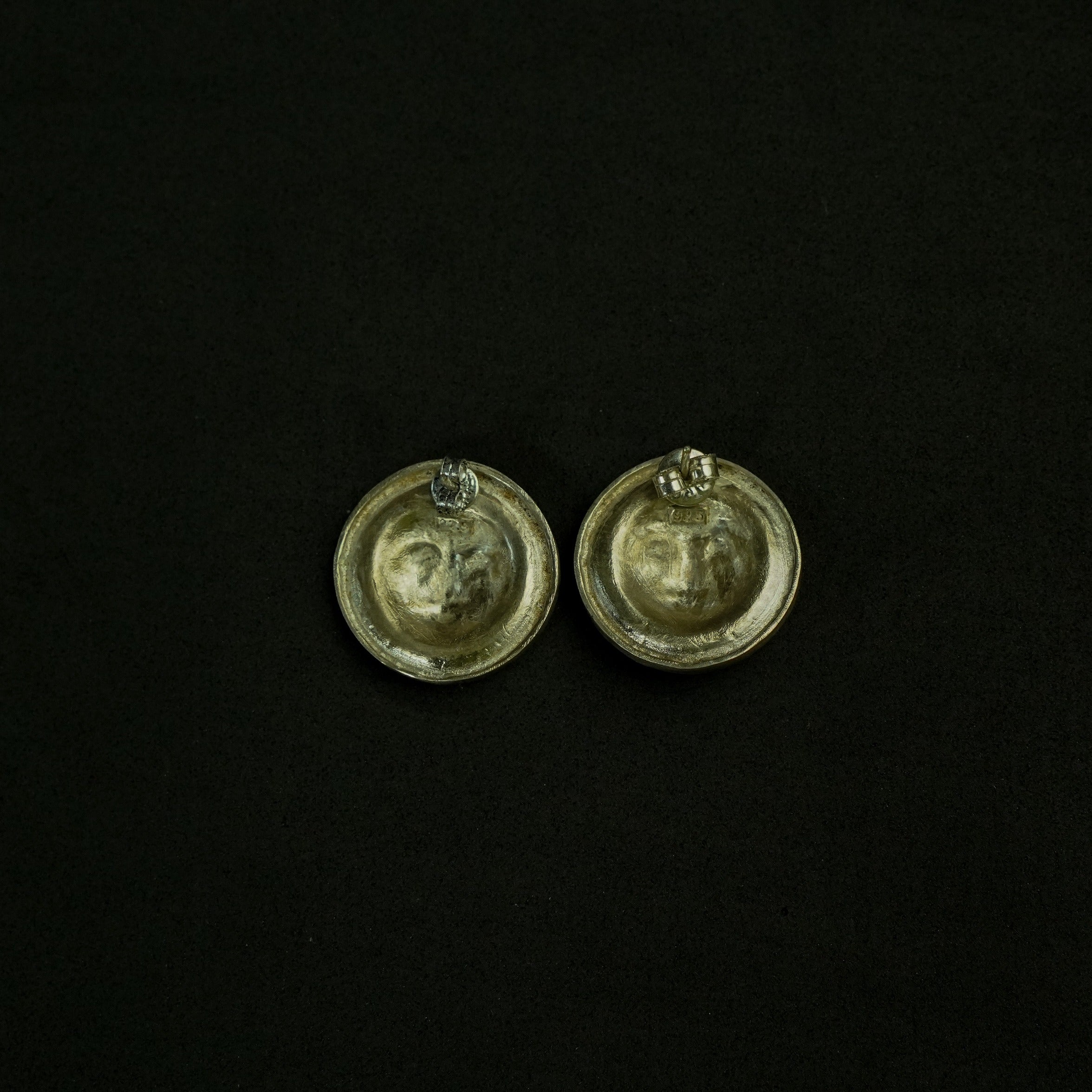 Quirksmith's Handcrafted Chandramukhi Studs – Sterling Silver Set of Elegant Earstuds"