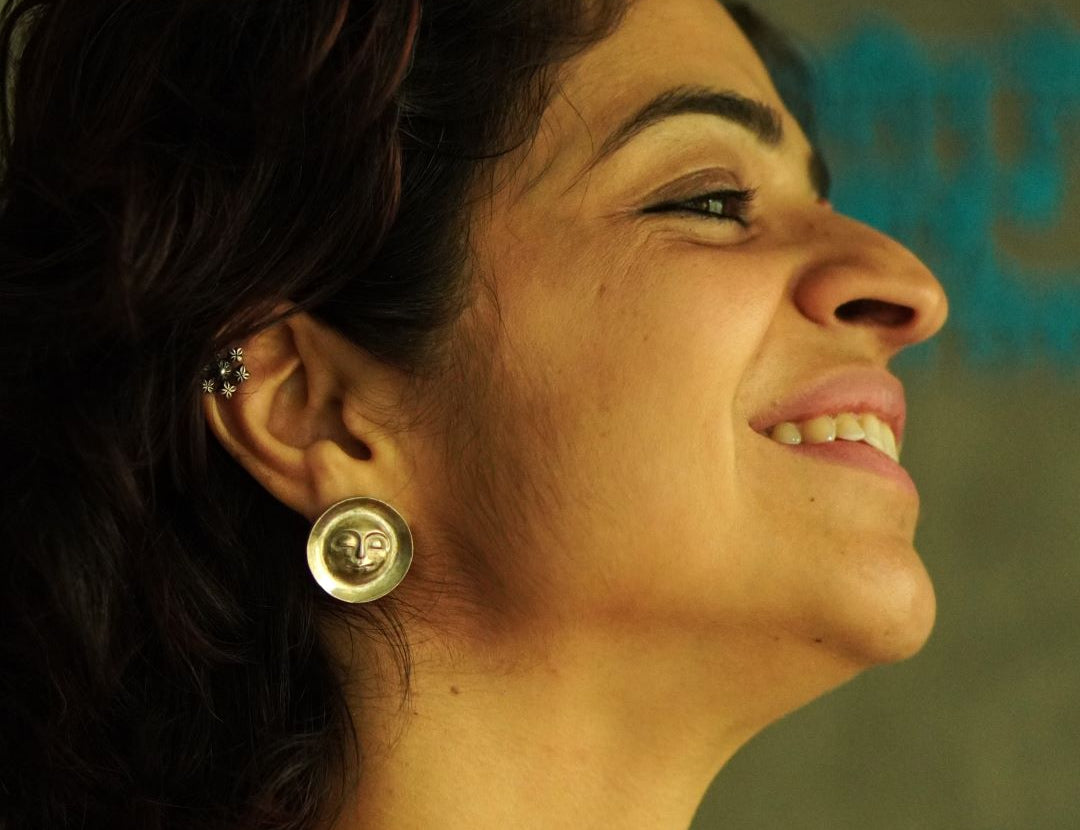 Quirksmith Chandramukhi Studs – Handcrafted in 92.5 Silver, Elegant Set of Silver Earstuds