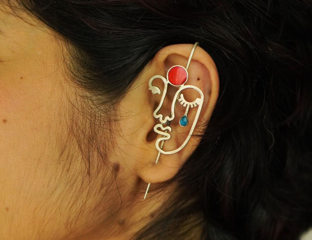 Elevate Your Style with Quirksmith Sumukhi Teeli Earcuff – Unique Handcrafted Silver Ear Accessory