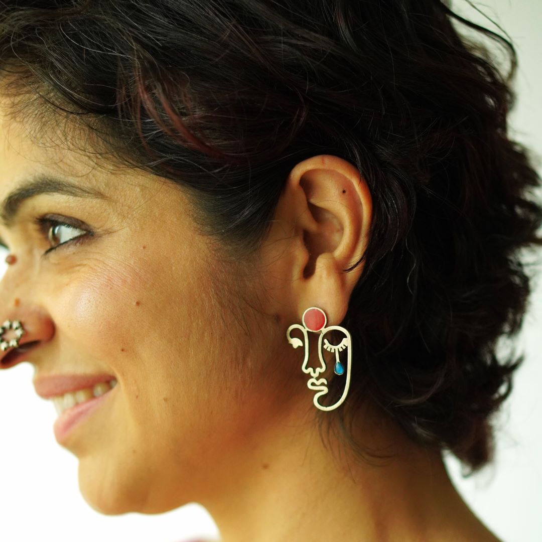 Quirksmith Sumukhi Studs – Handcrafted in 92.5 Silver, Set of Elegant Silver Earstuds