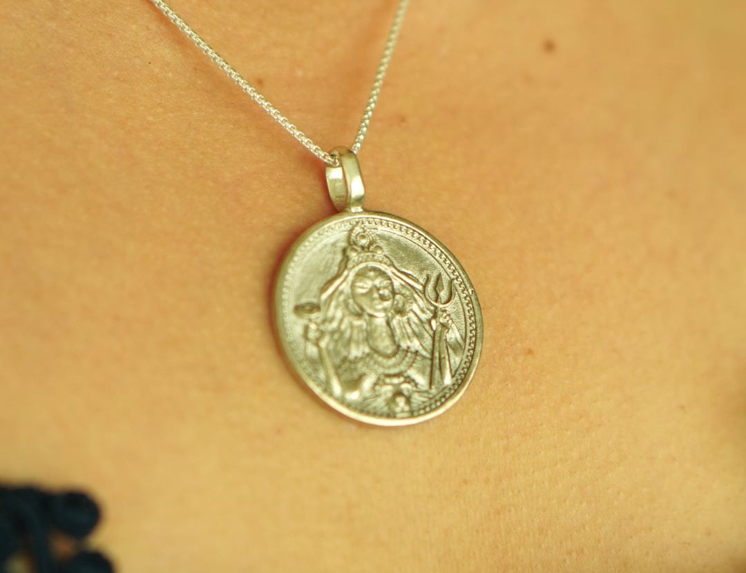 Unlock elegance with Quirksmith's Maa Durga Coin Pendant from Shark Tank India, handcrafted and perfect for gifting.
