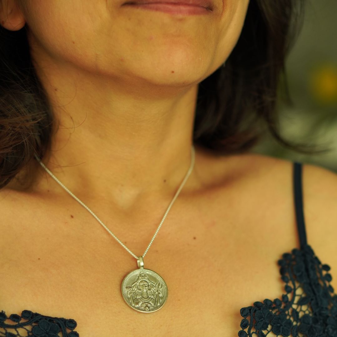 Quirksmith's Maa Durga Coin Pendant – As seen on Shark Tank India Season 3! , handcrafted in 92.5 Silver.