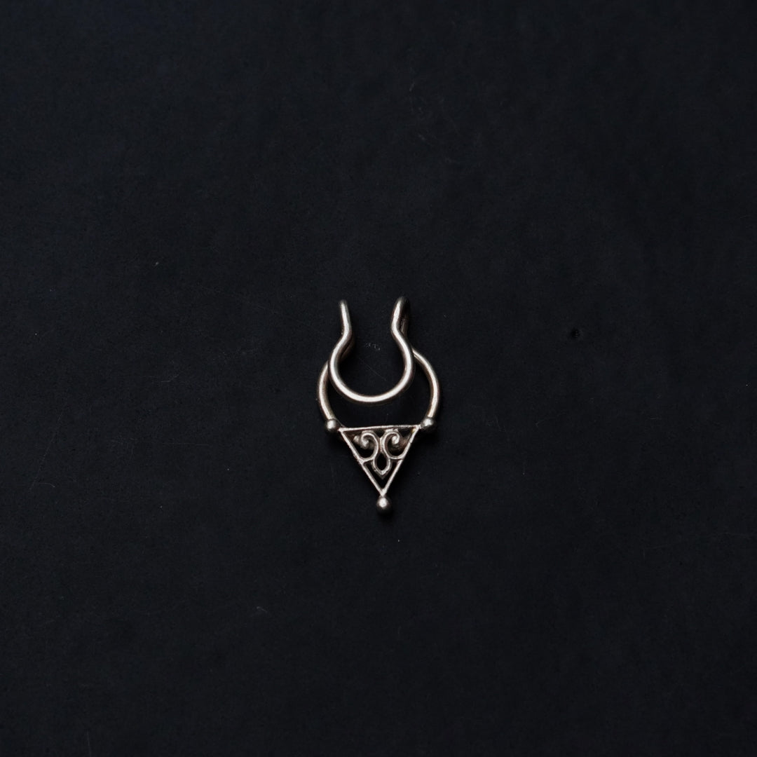 Unique Trikone Jaali Septum Ring (Clipon) - 92.5 Silver by Quirksmith - Buy Now!