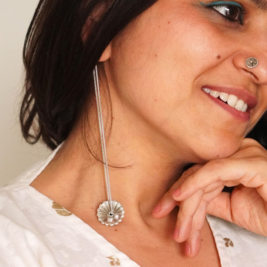Abhinn Oxidised Silver Kashmiri Jhumka Mirror Studs Earrings For Women   Oyeshop