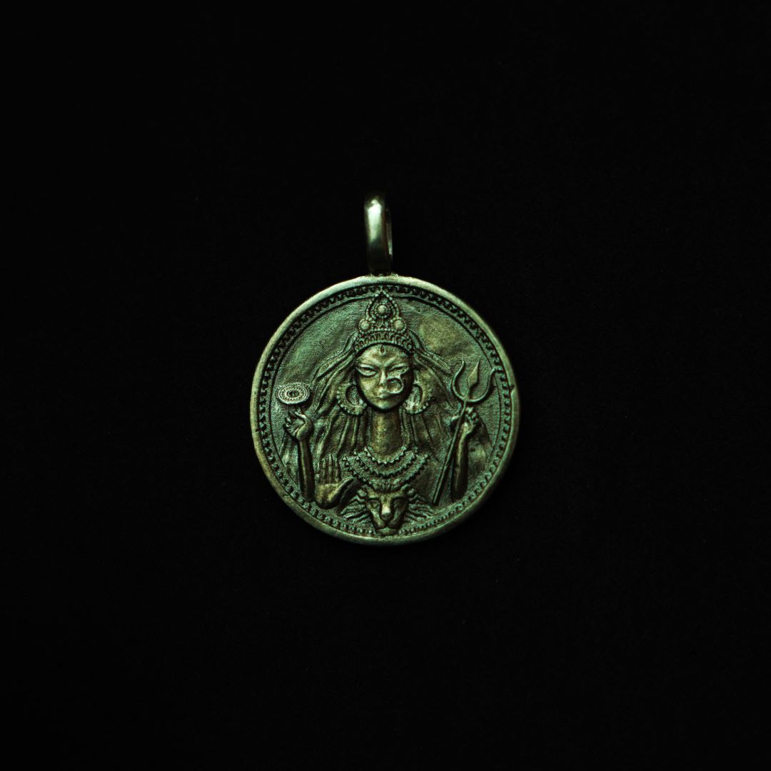Adorn yourself with Quirksmith's Shark Tank India featured Maa Durga Coin Pendant. Jewellery handcrafted in 92.5 Silver.