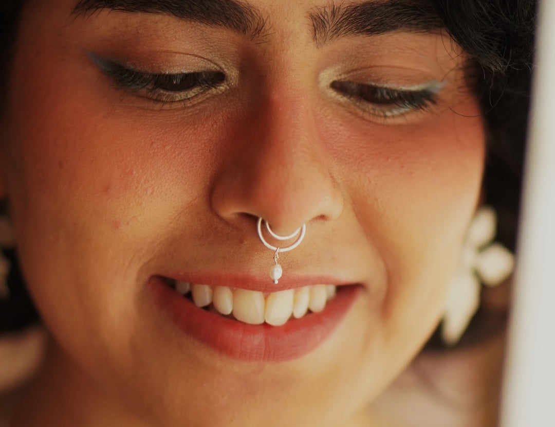 Shop the Buy Mukta Septum Ring from Quirksmith! Unique 92.5 silver clip-on style.