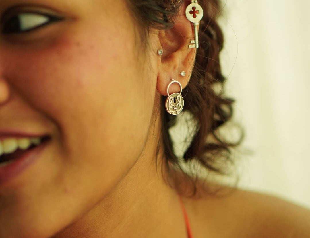Discover the Beauty of Quirksmith Taala Chaabi Studs – Handcrafted 92.5 Silver Earrings