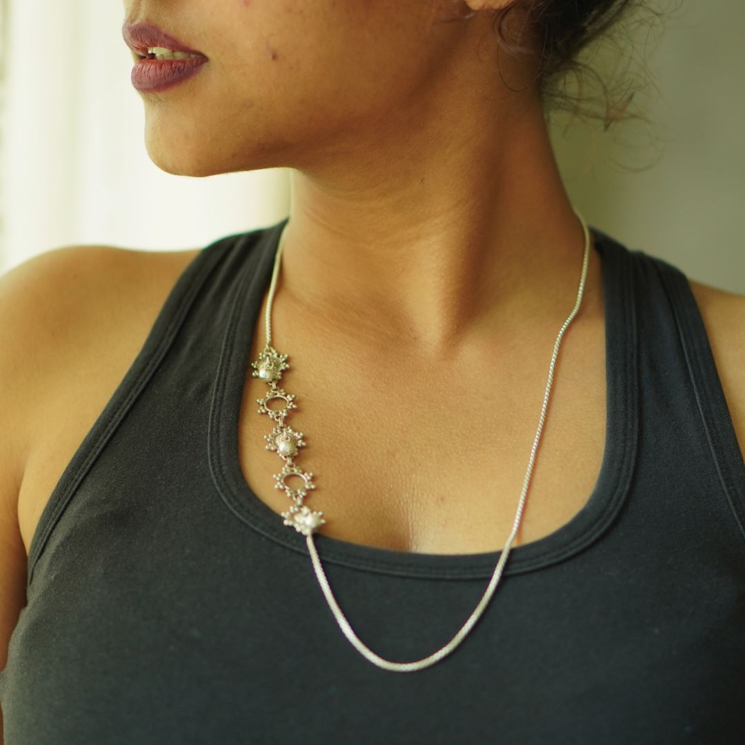 Quirksmith Toran Long Necklace – Handcrafted in 92.5 Silver, Real Silver Quirksmith Necklace