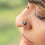 Discover the charm of 92.5 Turquoise Flower Nosepin at Quirksmith