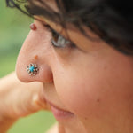 Quirksmith's 92.5 Turquoise Flower Nosepin - Shop Now!