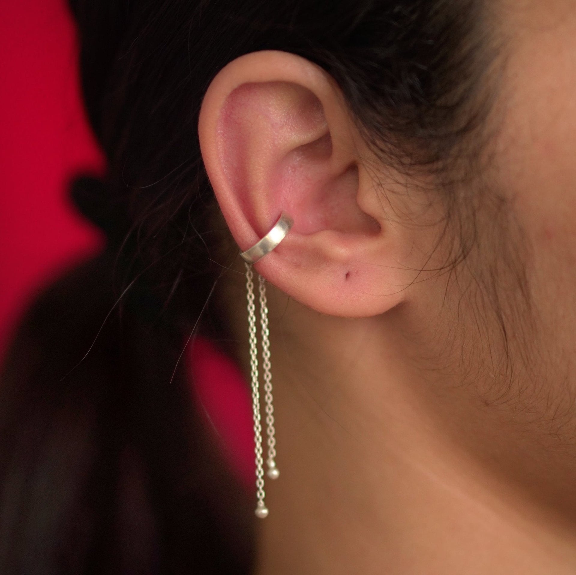 Chain Drop Earclip – Stylish Long Dangle Earrings for Party