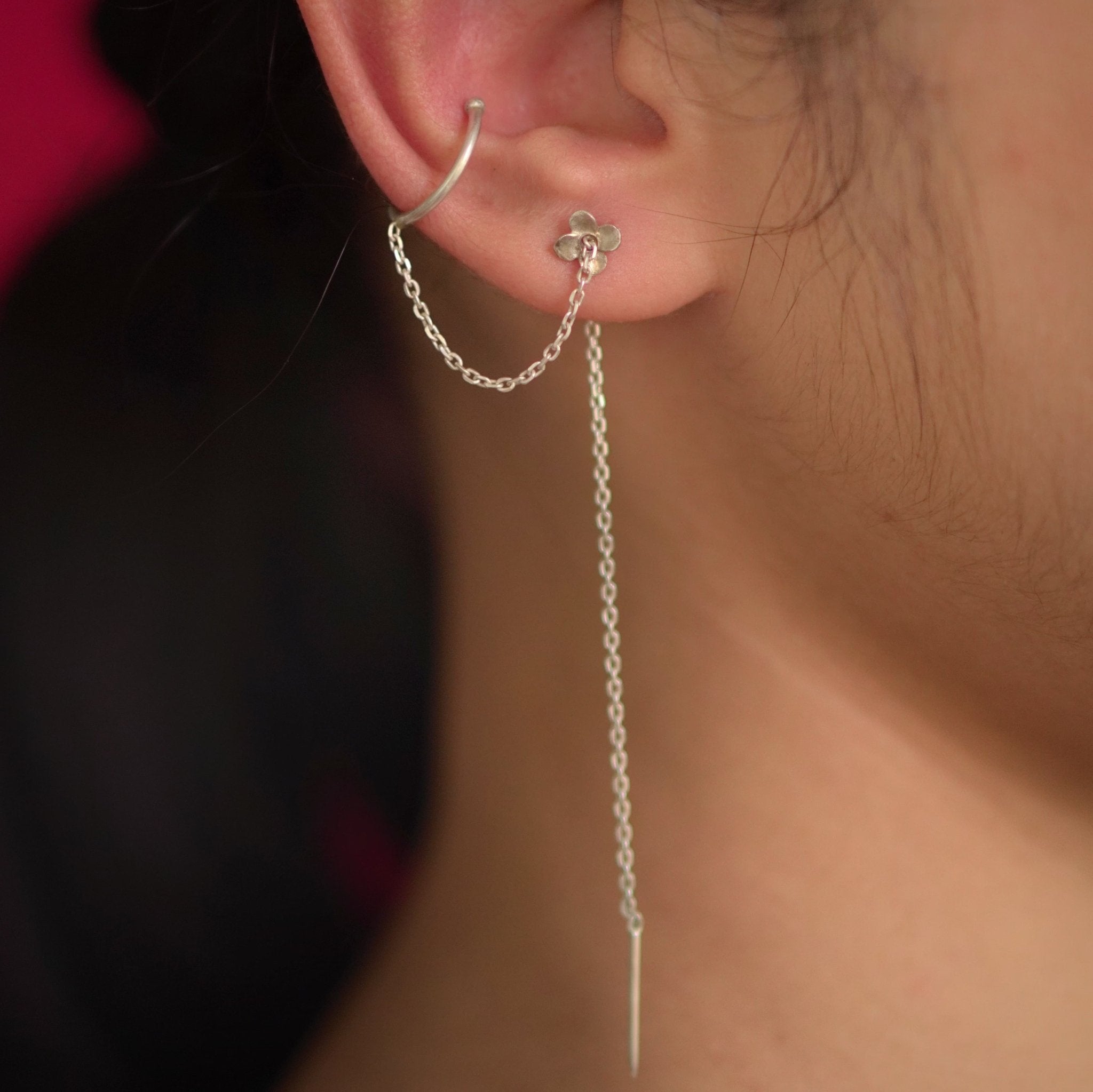 Floral Earclip Sui Dhaaga - Floral Earclip Sui Daga - Single Piece - Quirksmith