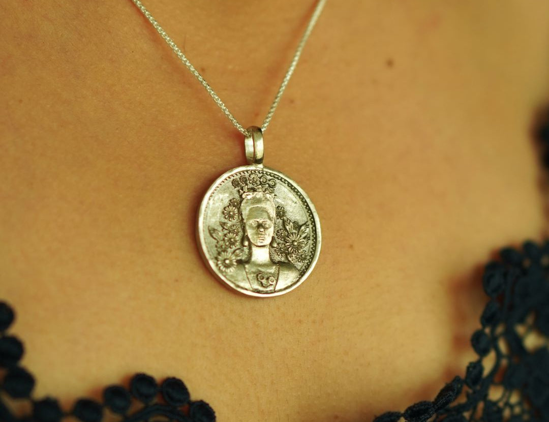 Frida Kahlo Coin Pendant - Quirksmith