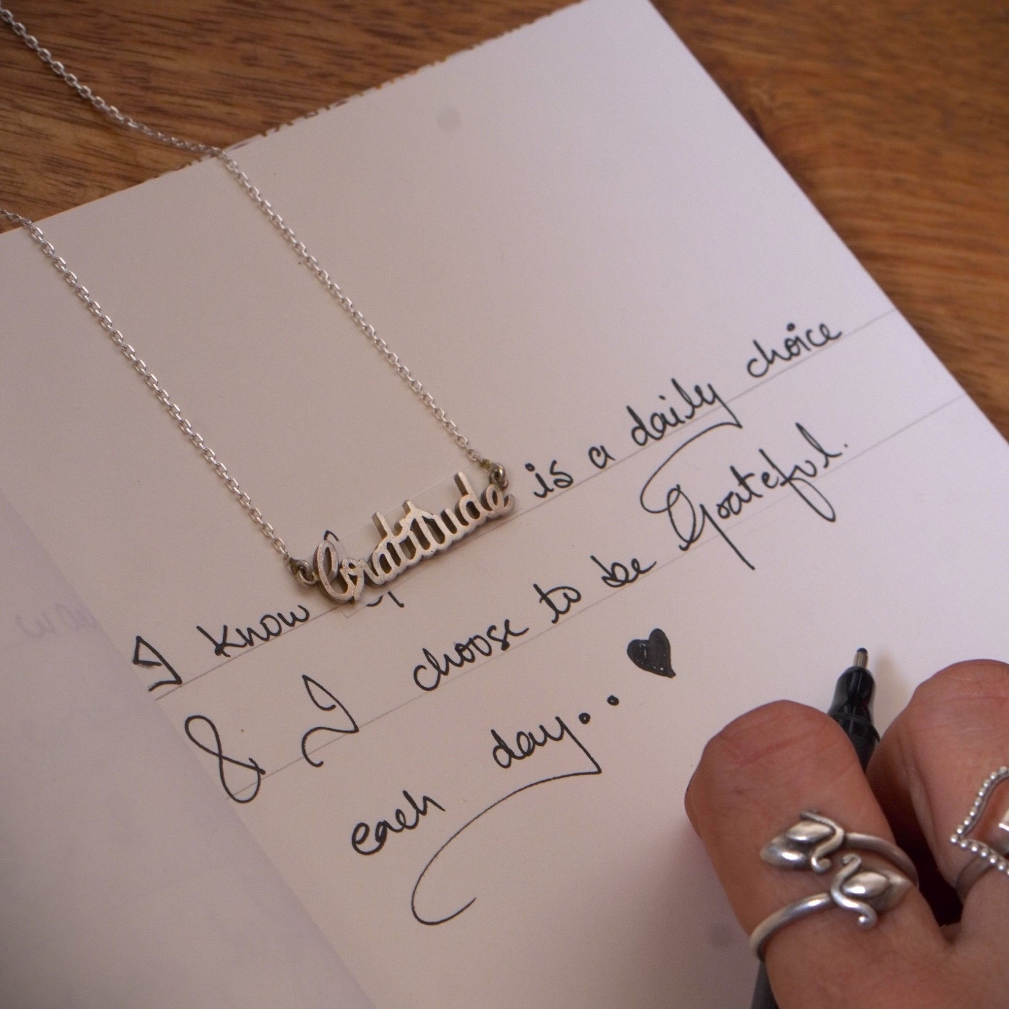 Gratitude Necklace (Silver) - Quirksmith