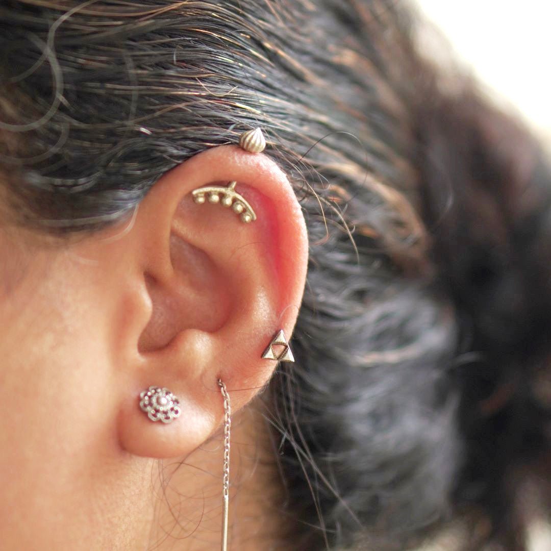 Simple Bugadis 92.5 Silver Maharashtrian Bugadi – Helix Earring / Stud – Quirksmith