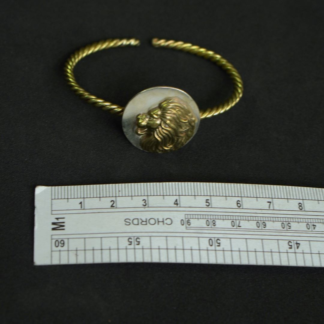 Quirksmith Leo Bracelet | Silver & Brass Kada with Zodiac Symbol