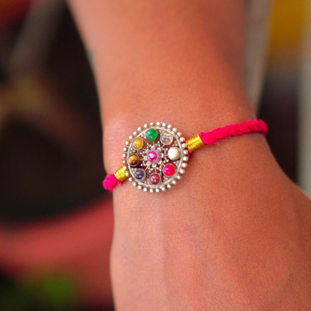 Navrathna Brooch Rakhi - Quirksmith