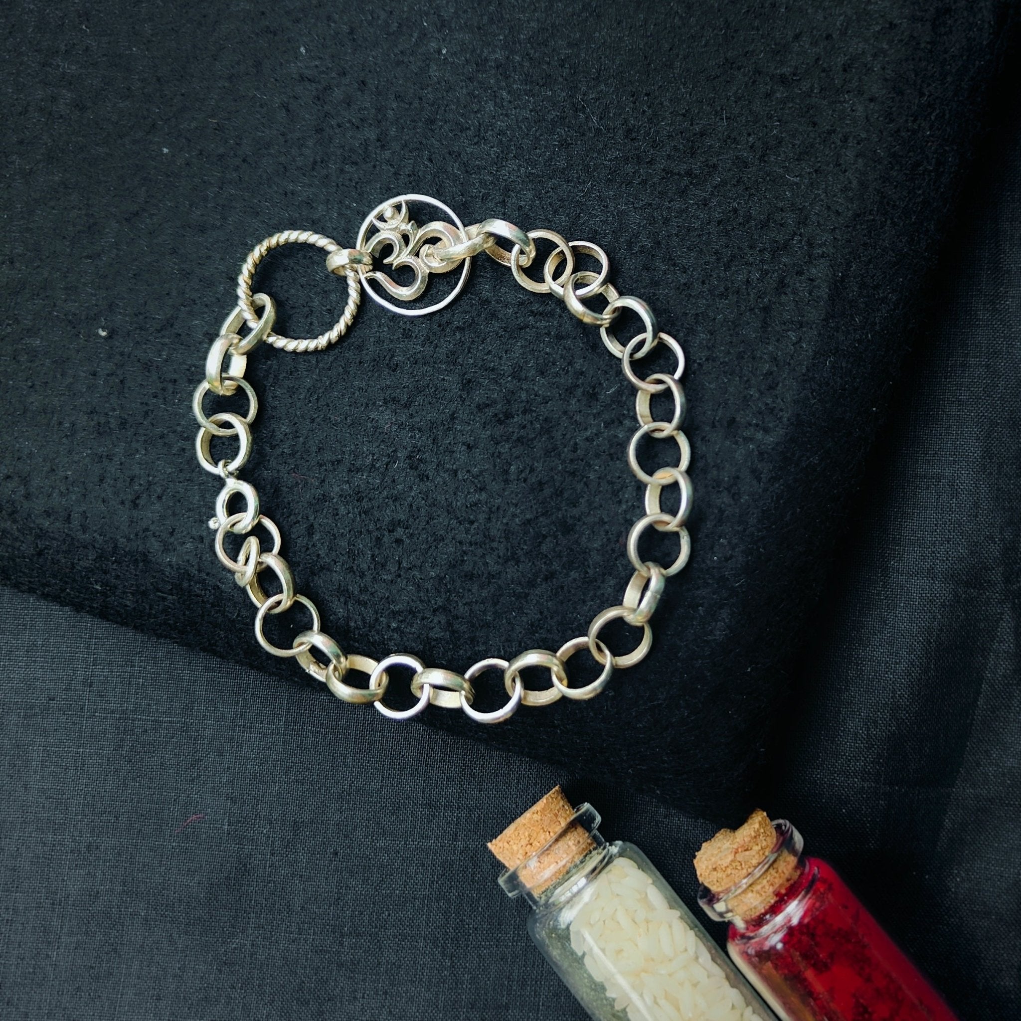 Om Bracelet Silver Rakhi - Quirksmith