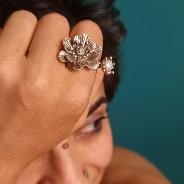 Spring Floral Ring with Pearl - Quirksmith