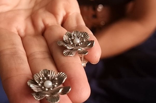 Spring Floral Studs with Pearl - Quirksmith