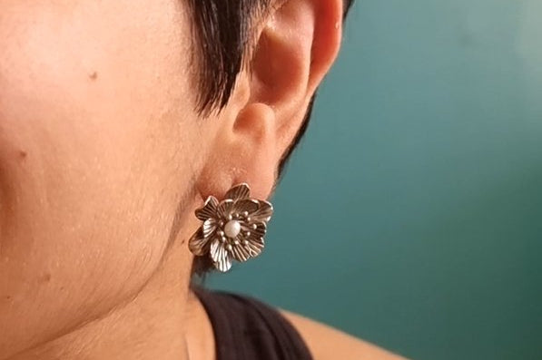 Spring Floral Studs with Pearl - Quirksmith