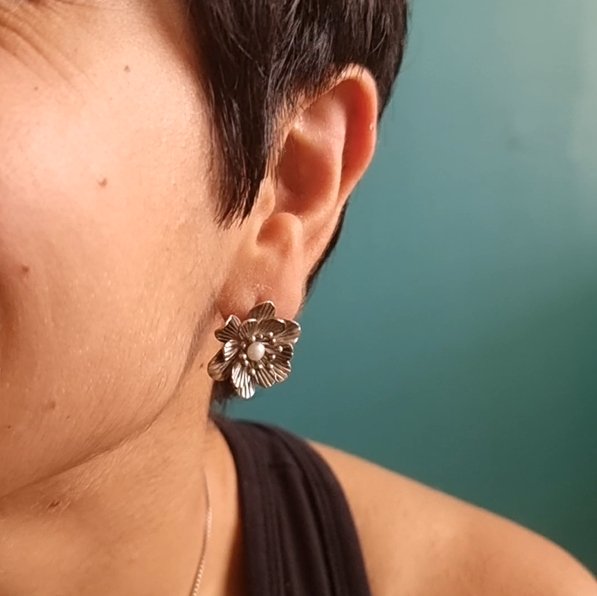 Spring Floral Studs with Pearl - Quirksmith