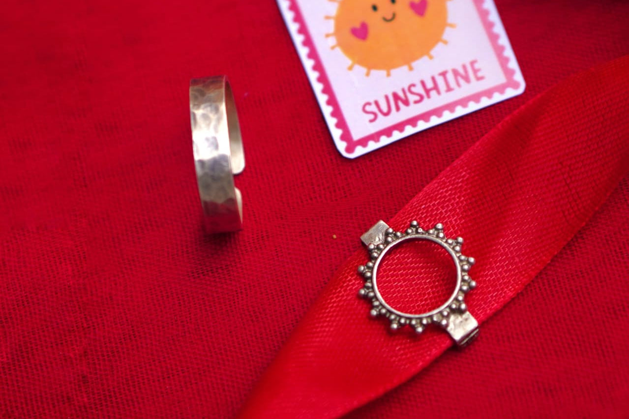 Sun Shine Gift Set - Sun Watch Charm Small+Hammered Big Toe Ring Pair - Quirksmith