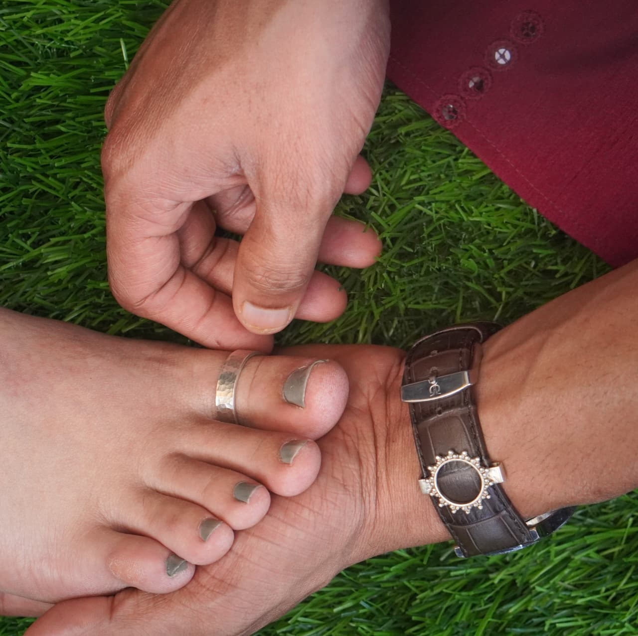 Sun Shine Gift Set - Sun Watch Charm Small+Hammered Big Toe Ring Pair - Quirksmith