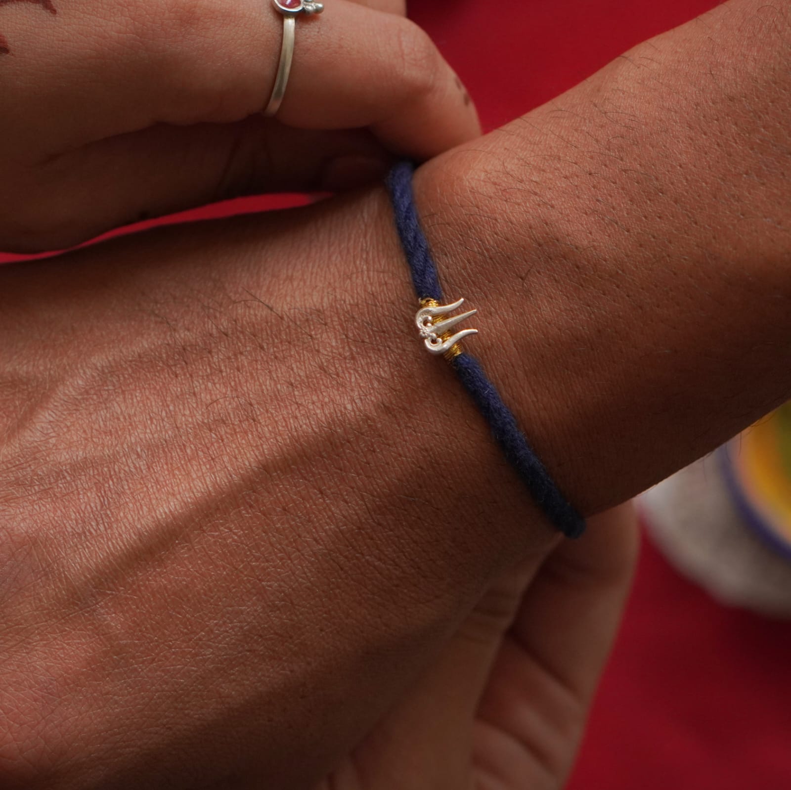 Trishul Intricate Silver Rakhi - Quirksmith