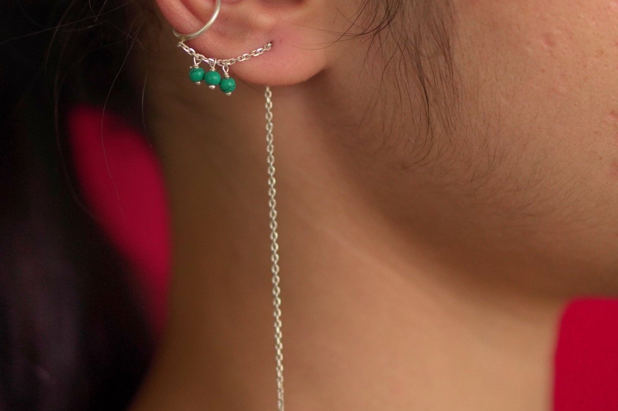 Turquiose Earclip Sui Dhaaga - Turquiose Earclip Sui Daga - Single Piece - Quirksmith