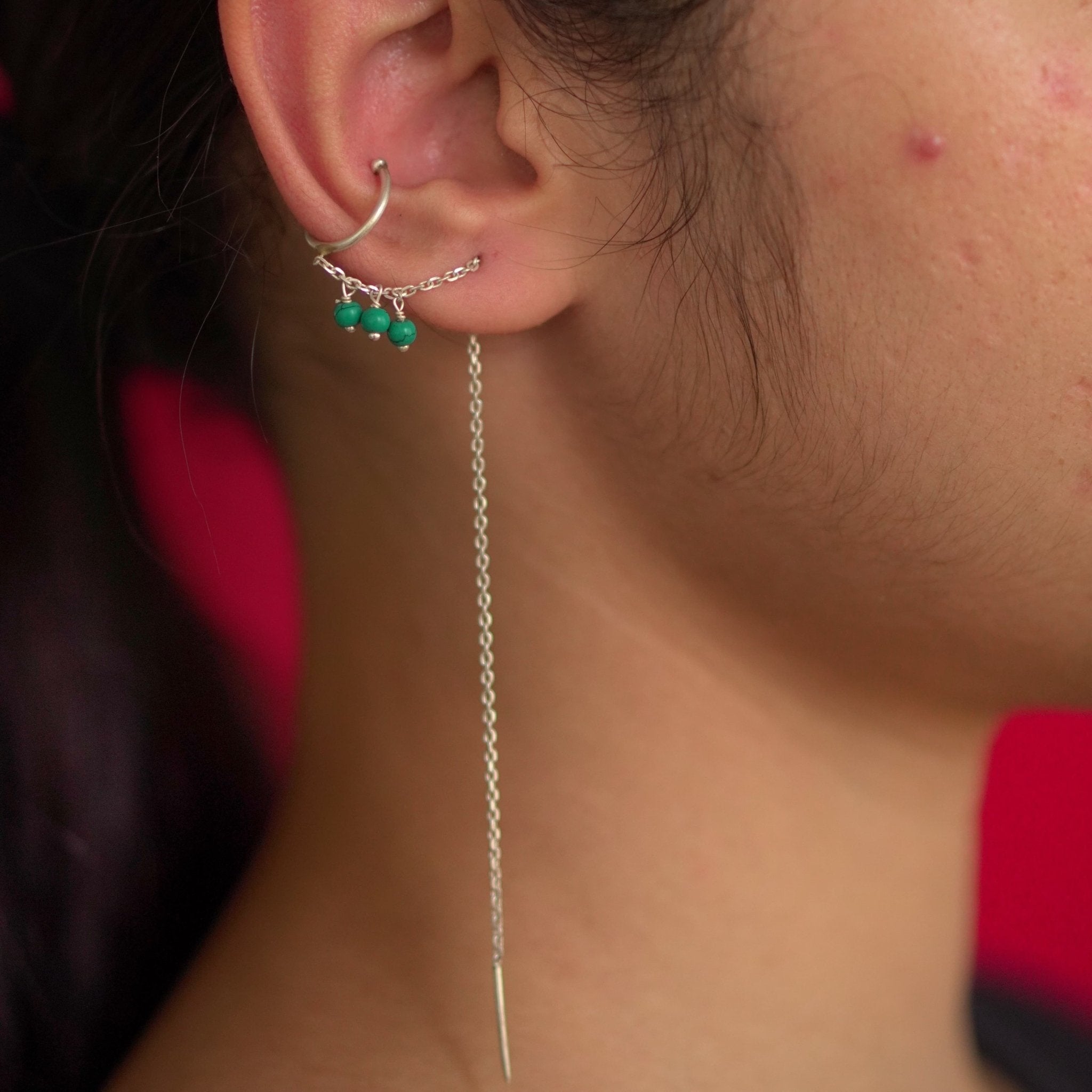 Turquiose Earclip Sui Dhaaga - Turquiose Earclip Sui Daga - Single Piece - Quirksmith