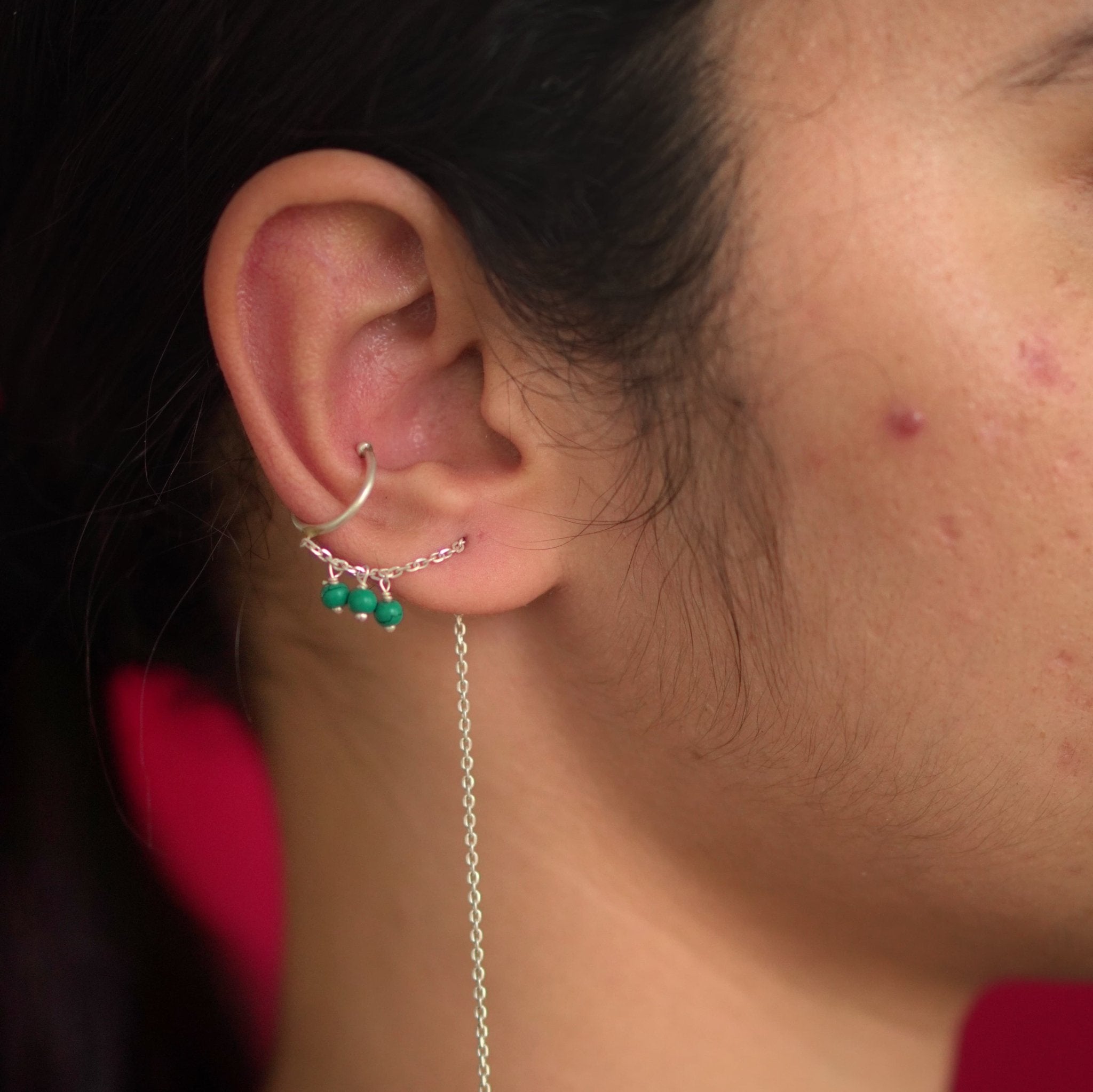 Turquiose Earclip Sui Dhaaga - Turquiose Earclip Sui Daga - Single Piece - Quirksmith