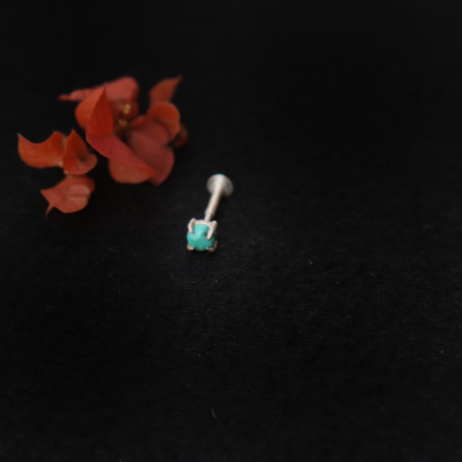 Turquoise Dot Nosepin Stud - Wire - Quirksmith