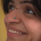 Turquoise Dot Nosepin Stud - Wire - Quirksmith