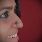 Turquoise Flower Nosepin - Clipon - Quirksmith