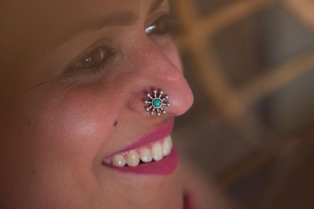 Turquoise Sun Nosepin - Wire - Quirksmith