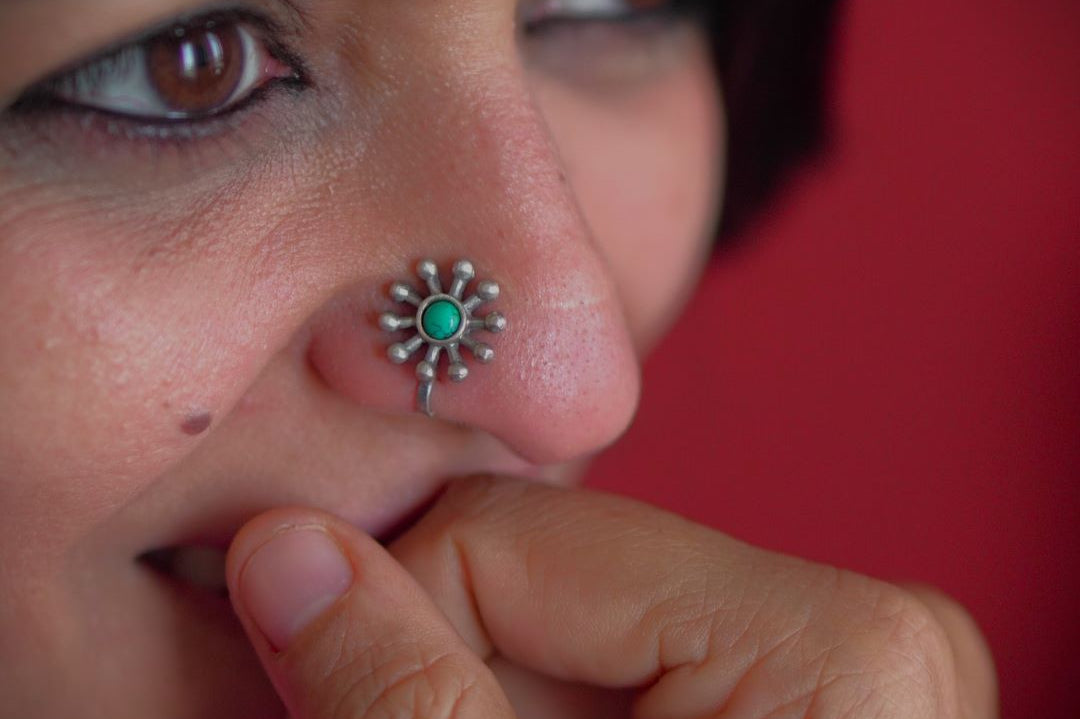 Turquoise Sun Nosepin - Wire - Quirksmith