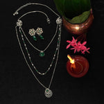 Zohra Zabi Jewelry Set - Mehrunissa Layered Necklace + Zohra Drop Earrings - Quirksmith