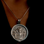 Buy Silver Pendants Online - Lakshmi Coin pendant - Quirksmith