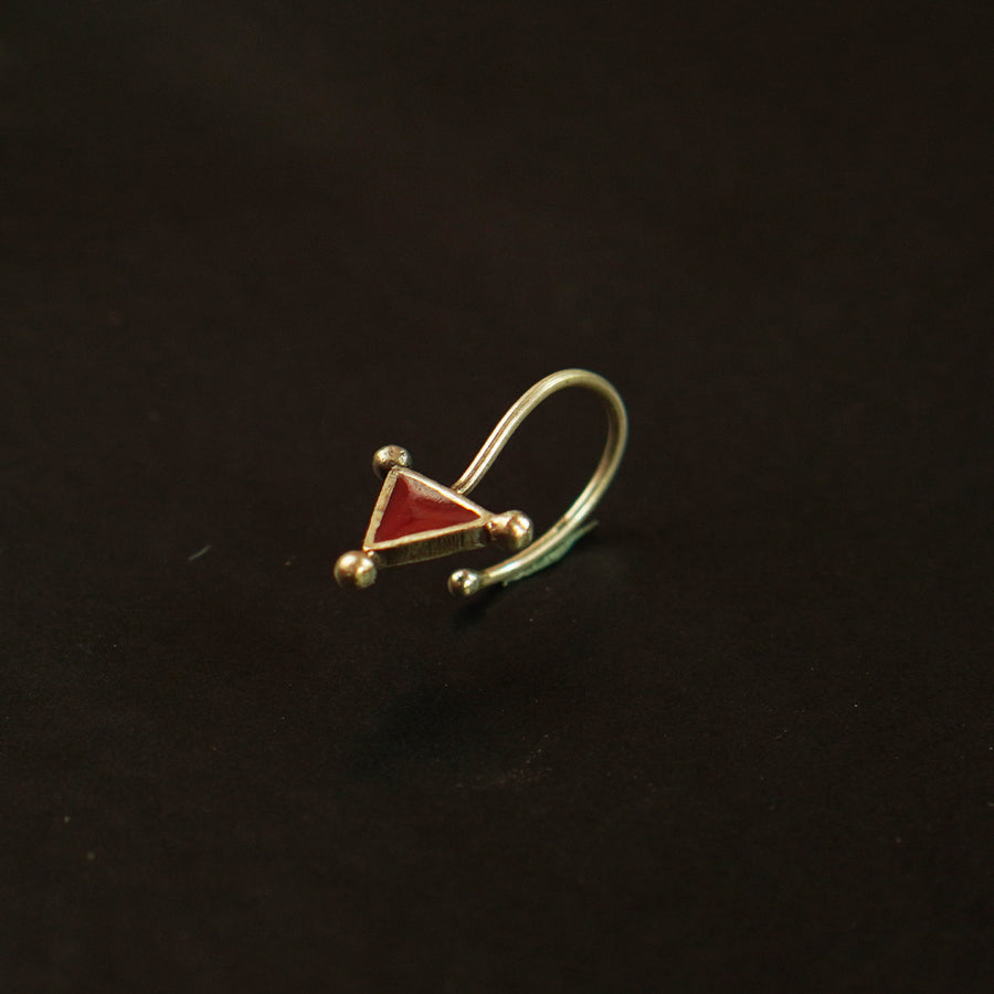 Buy silver clip on lip ring in triangular pattern