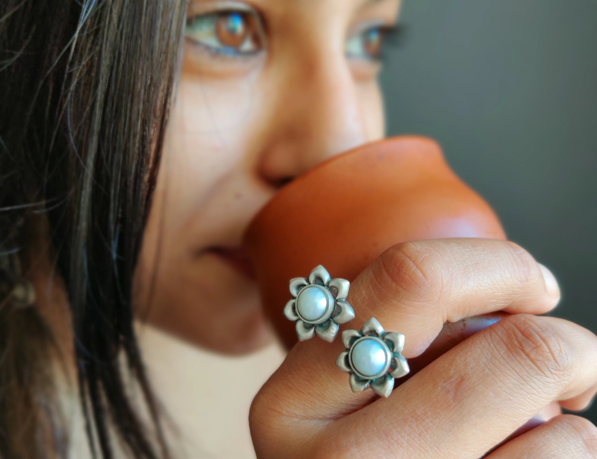 Silver Rings Design Online - Pearl Twinhead Ring - Quirksmith