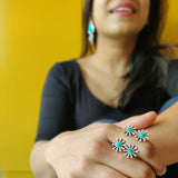 Buy Sterling Silver collection of Rings - Turquoise Cluster Ring by Quirksmith