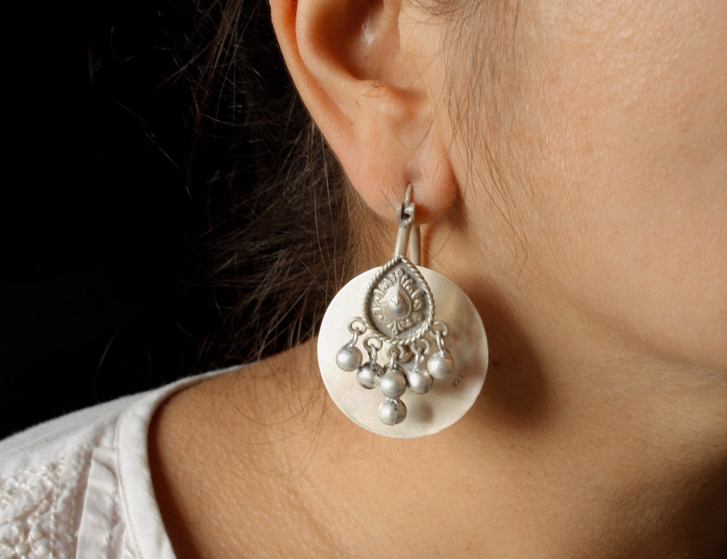 Buy Quirky Silver Earrings Online in India - Gramophone Earrings - Quirksmith