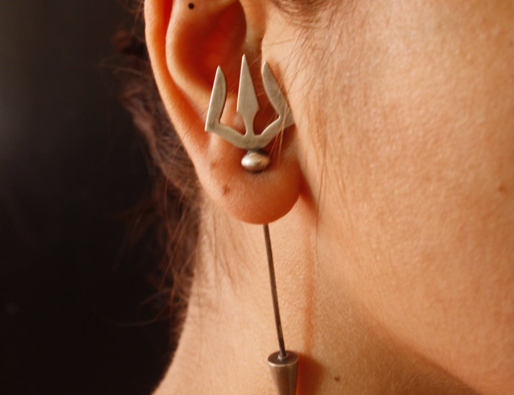 Buy Stylish Silver Earrings Online in India - Trishul Earrings by Quirksmith